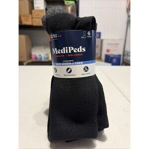 MediPeds Cushioned Non-binding Crew Large Socks 6 Pairs